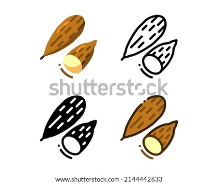 Cassava icon. With outline, glyph, filled outline and flat styles Royalty-Free Stock Photo #2144442633