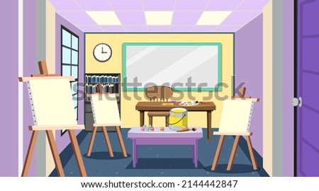 School art classroom interior concept illustration