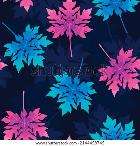Tropical colorful leaves, jungle leaves, seamless vector floral pattern, abstract background.