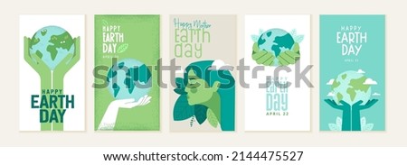Earth day illustration set. Vector concepts for graphic and web design, business presentation, marketing and print material. International Mother Earth Day. Ecology and environmental protection. Royalty-Free Stock Photo #2144475527