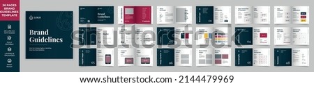 Square Brand Guideline Template, Simple style and modern layout Brand Book, Brand Manual, Guide Book, Brand Guideline Presentation Royalty-Free Stock Photo #2144479969