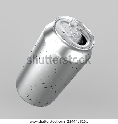 a view close and open cap of beer or soft drink can isolated on gray Royalty-Free Stock Photo #2144488151