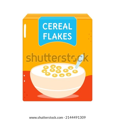 Cute funny cereal flakes character. Vector hand drawn cartoon kawaii character illustration icon. Isolated on white background. Happy cereal flakes character concept Royalty-Free Stock Photo #2144491309