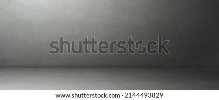 Grey Wall, Cement loft wall room studio Backdrop and rough floor perspective with soft light well editing display product and text present on free space concrete Backgrounds 