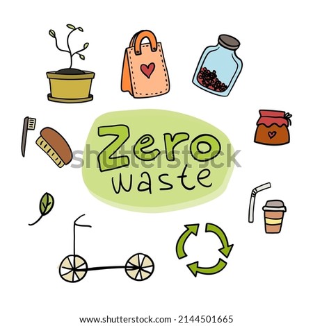 Zero waste vector template, eco elements collection