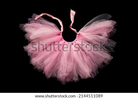 Girly tule tutu skirt with pink satin ribbon Royalty-Free Stock Photo #2144511089