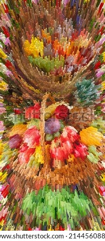 Composition with fruits in wicker basket. fruit pictures on a beautiful background.