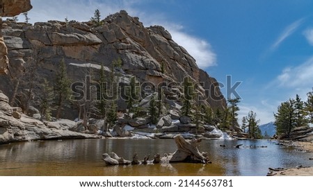 Blue skies over Gem Lake in Estes Park Colorado on a Summer Day Royalty-Free Stock Photo #2144563781