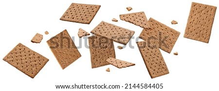 Rye cracker cookies isolated on white background Royalty-Free Stock Photo #2144584405