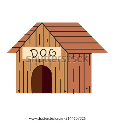 wooden house dog icon flat