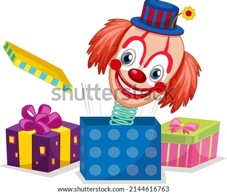 Clown jack in the box toy  illustration