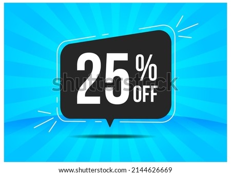 25 percent off. Black balloon on top of a light blue background Royalty-Free Stock Photo #2144626669