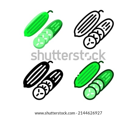 Cucumber icon. With outline, glyph, filled outline and flat styles