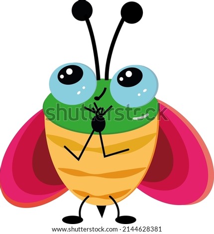 Dreaming bug, illustration, vector on a white background.