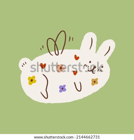 Vector cartoon magic fairy rabbit or bunny little Easter cute childish illustration. Babyish childish style illustration, print for posters, cards, mugs, clothes, party decor and other.