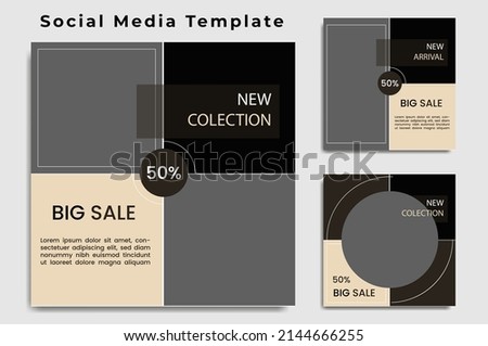 Set of square banner templates, minimal editable digital business marketing banner. Background colors and fonts with stripes. Suitable for social media post and web internet advertisement social media