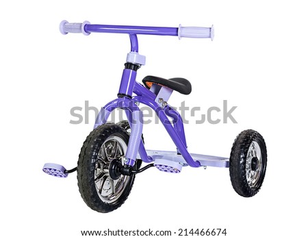 Kids blue tricycle isolated on white background