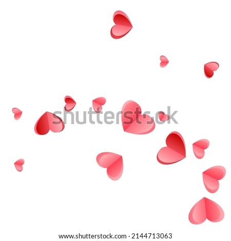 Heart confetti flying on white background. Birthday card vector backdrop. Red rose folded paper cut hearts. Romantic mood symbols. Sweet random flying confetti.