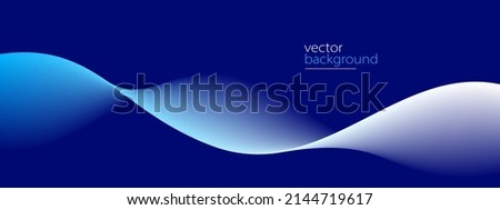 Flowing dark blue curve shape with soft gradient vector abstract background, relaxing and tranquil art, can illustrate health medical or sound of music. Royalty-Free Stock Photo #2144719617