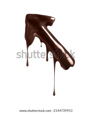 Chocolate arrow with dripping drops on a white background Royalty-Free Stock Photo #2144739953