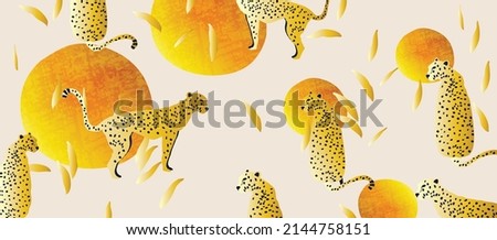 Trendy and modern wildlife pattern with leopards. Leopards and abstract shapes vector illustration design	