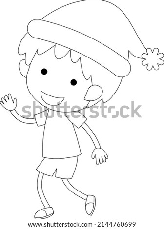 A boy doodle outline for colouring illustration