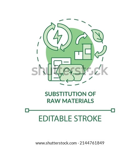 Substitution of raw materials green concept icon. Cleaner production option abstract idea thin line illustration. Isolated outline drawing. Editable stroke. Arial, Myriad Pro-Bold fonts used Royalty-Free Stock Photo #2144761849