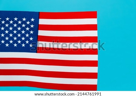 American flag on blue background.