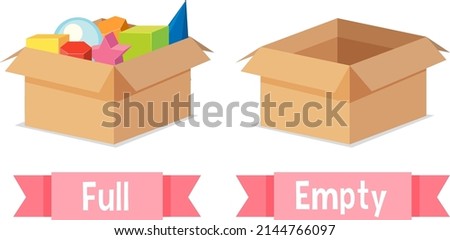 Opposite English Words full and empty illustration