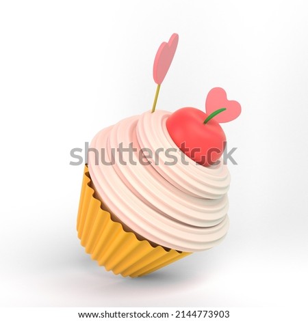 Cup Cake With White Background 3D Rendering