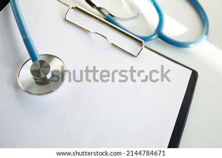 doctor's folder for records, mockup medical background for clinic office