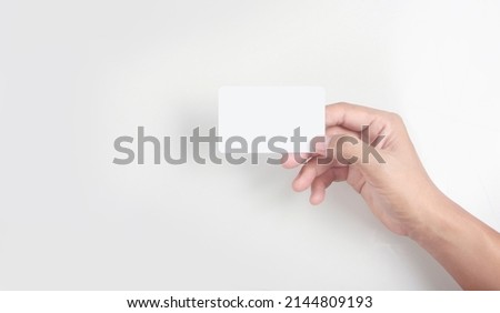Hand holding virtual card showing with your