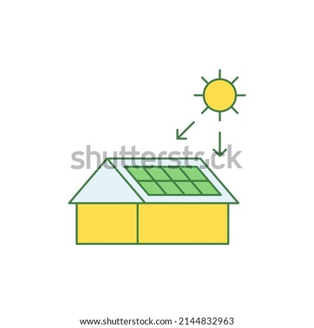 house with solar panel icon in color icon, isolated on white background 