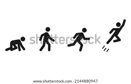 Crawl Walk Run Fly pictogram icon set. Clipart image isolated on white background Royalty-Free Stock Photo #2144880947