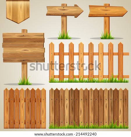 Vector set of wood elements for design Royalty-Free Stock Photo #214492240