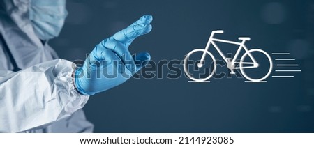 bicycle icon. doctor clicks on the screen