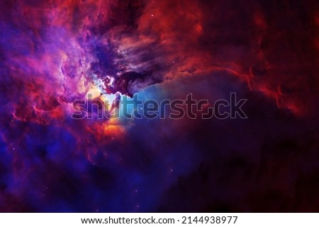 The cosmic nebula is red. Elements of this image were furnished by NASA. High quality photo