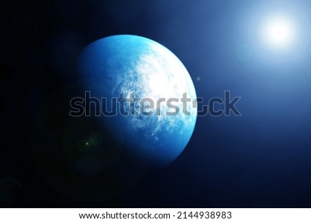 Blue exoplanet, on a dark background. Elements of this image furnished by NASA. High quality photo
