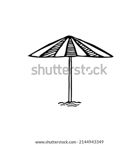 A hand-drawn beach umbrella icon. Vector illustration.