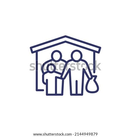 refugee shelter line icon, vector Royalty-Free Stock Photo #2144949879