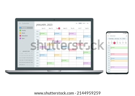 Calendar Planner Organization Management. Digital Electronic Calendar Event Appointment On Screen Royalty-Free Stock Photo #2144959259