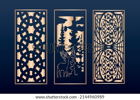Laser cut ornamental panel templates set decorative lace borders patterns vector 