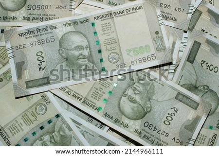 close up New 500 rupees Indian currencies background Royalty-Free Stock Photo #2144966111