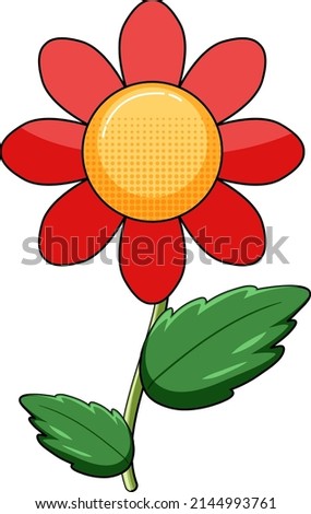 Red flower with green leaves illustration