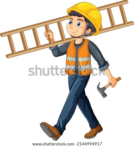 A construction worker holding ladder illustration