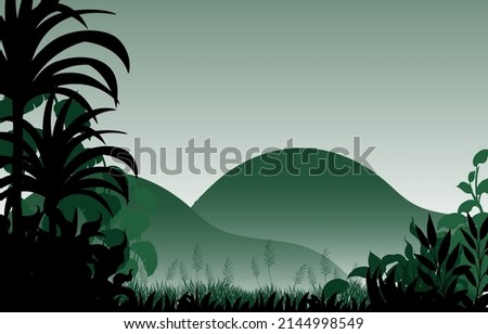 Silhouette shadow of forest scene illustration