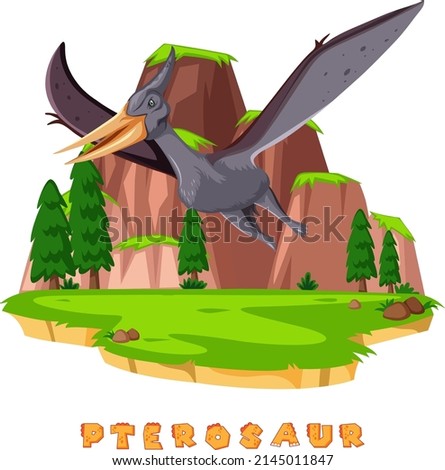 Dinosaur wordcard for pterosaur illustration