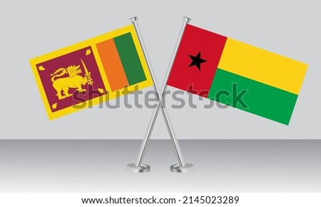 Crossed flags of Sri Lanka and Guinea-Bissau. Official colors. Correct proportion. Banner design