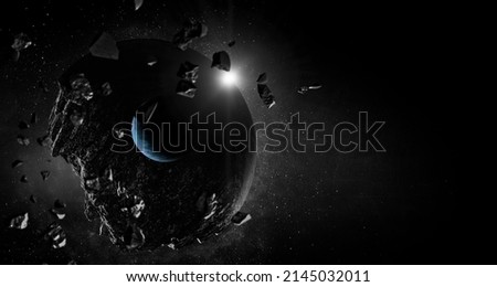 Image of outer space. Disaster theme.