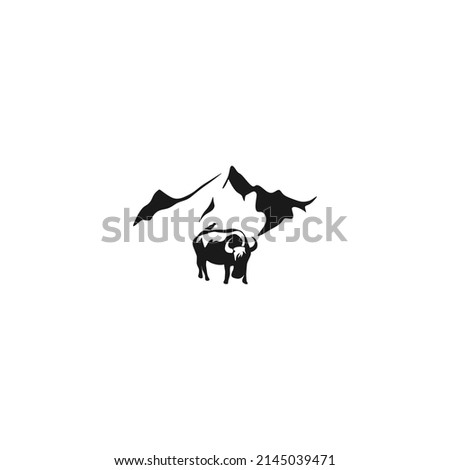 buffalo and mountain logo design